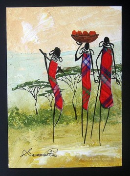 アフリカ人 Painting - シウンドゥ マサイ族の女性本拠地アフリカ